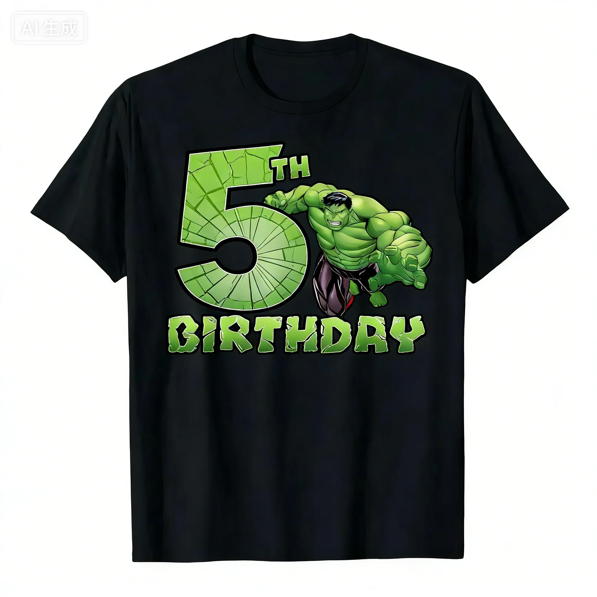 Summer Children's Street Style Shirt Numbers 2-6 Printed on It Featuring The Marvel Superhero "The Hulk" Is Suitable  Boys Girls