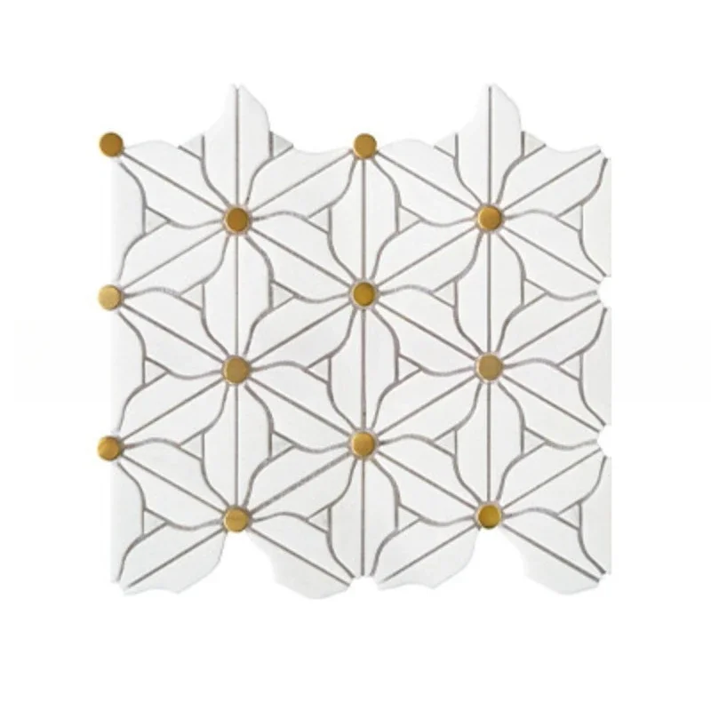 Flower marble mosaic parquet French light luxury bathroom kitchen interior wall tiles