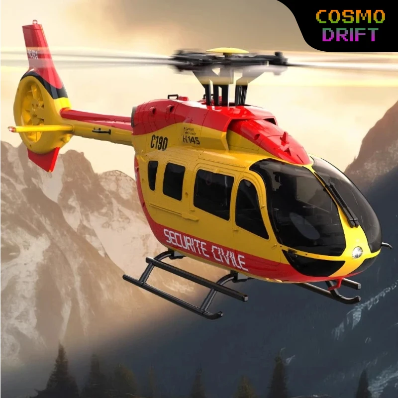 C190 Rc Helicopter H145 Six Channel Single Rotor No Aileron Scale Optical Flow Altitude Hold Dual Brushless Direct Drive