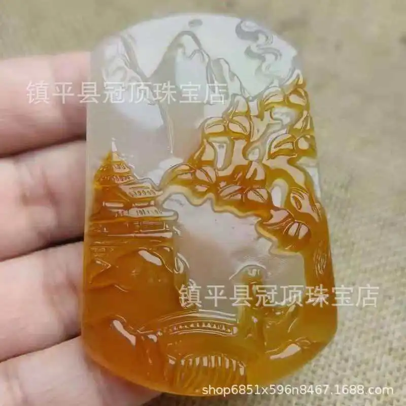 

Натуральный прозрачный кулон из халцедона с полым сердечником, очаровательный цветной агат, Гуань Гун, Пи Сю, приносящий мир