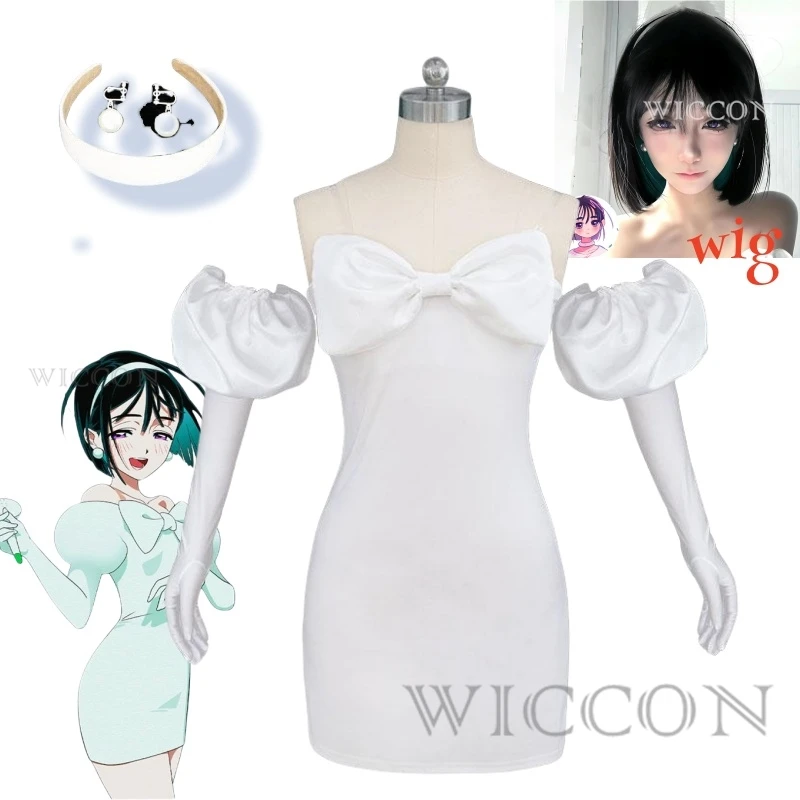 

Anime Alien Stage Sua Cosplay Costume Women Cute White Dress Headwear Fancy Party Clothing Halloween Carnival Uniforms