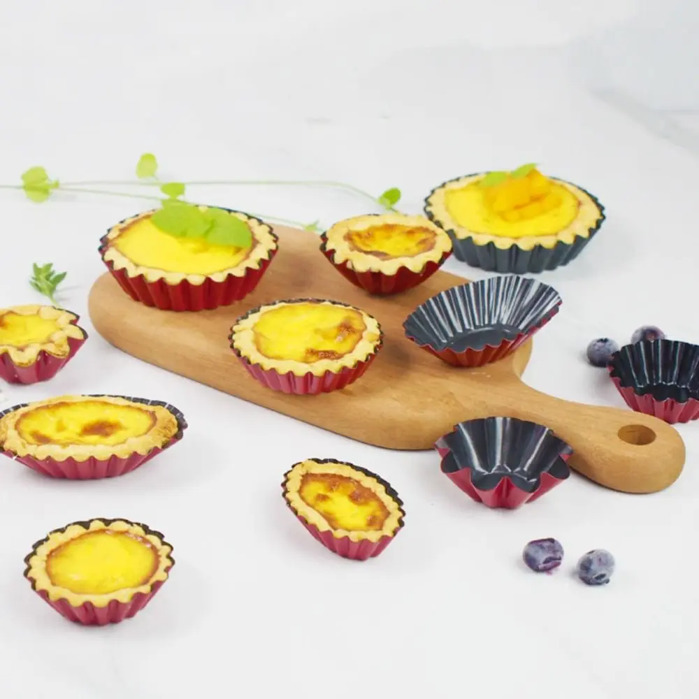 Bakeware Carbon Steel Egg Tart Molds Non-stick Reusable Flan Pan Mold Creative Mini Cake Mold Tart Quiche