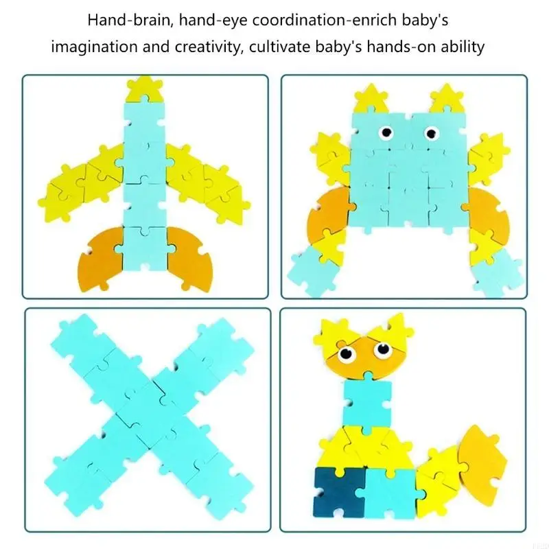 

F62D Wooden Puzzle Learning Color Painted Early Learning Recognition Toy Logical Training Kids 3+ Party Gift