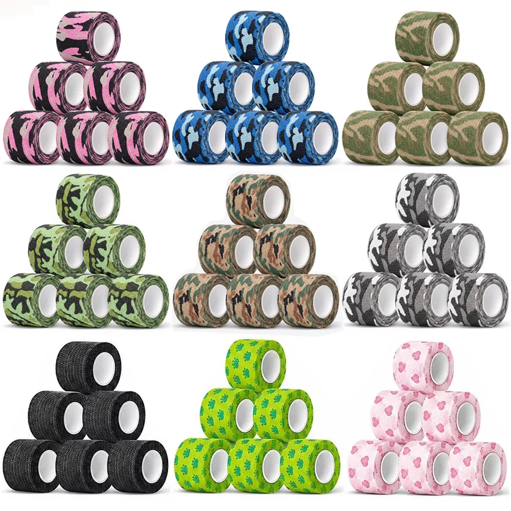 Tattoo Grip Bandage Cover Wraps 5cmx4.5m Self-Adhesive Elastic Bandages Rolls Camouflage Athletic Tape Tattoo Accessories