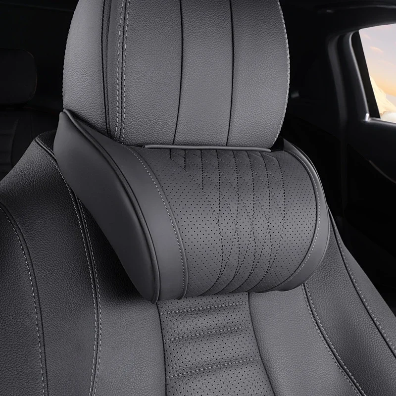 1pc Luxury Nappa Car Headrest / Lumbar Pillow - Ultra-Soft Comfort Breathable Neck Support, Universal Car Interior Accessories