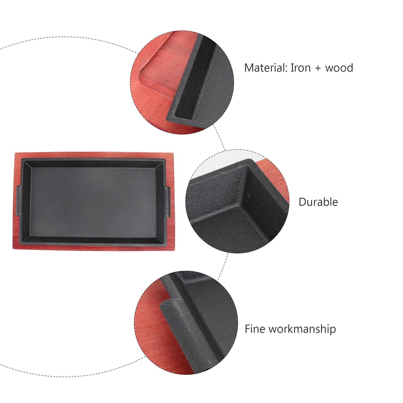 

Cooking Cast Iron Frying Pan Baking Tray Barbecue Plate Rectangle Black Roasting