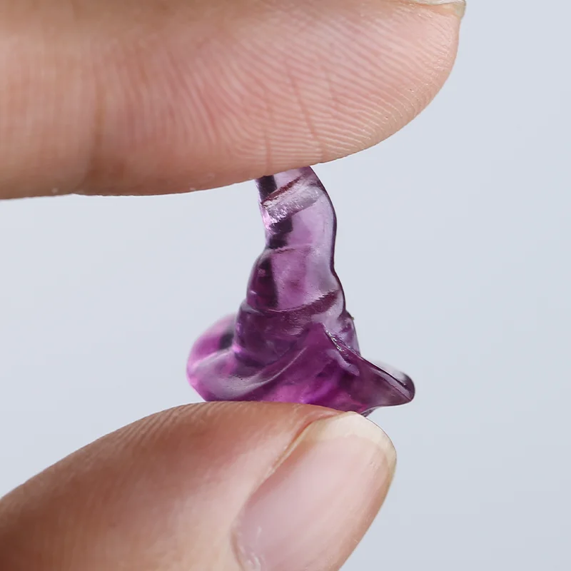 Natural Purple Fluorite Witch Hat, Crystal Wizard Hat Carving, Mini Magic Hat Figurine, Witchy Altar Decor, Gift for Her