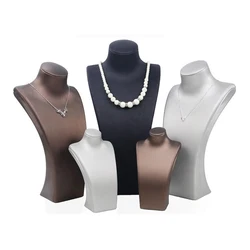 New Design Black White PU Display Bust Choker Holder Model Bust Show Exhibitor Leather Jewelry Stand Organizer