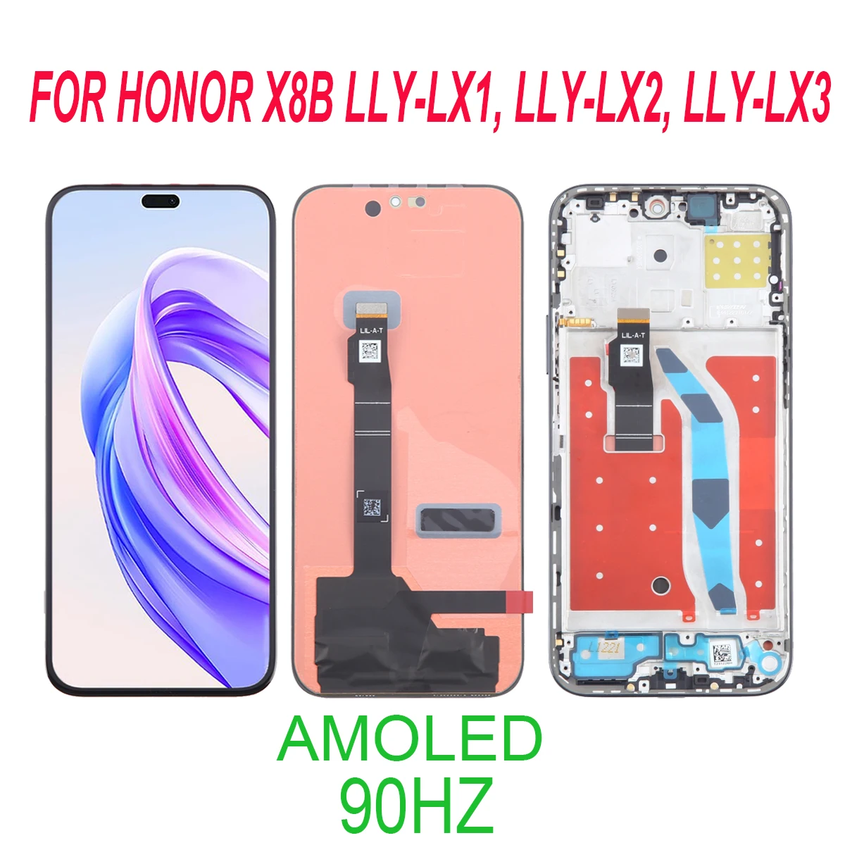 AMOLED 90HZ For Honor X8B LLY-LX1 LLY-LX2 LLY-LX3 LCD Display Touch Screen Digitizer Assembly Parts