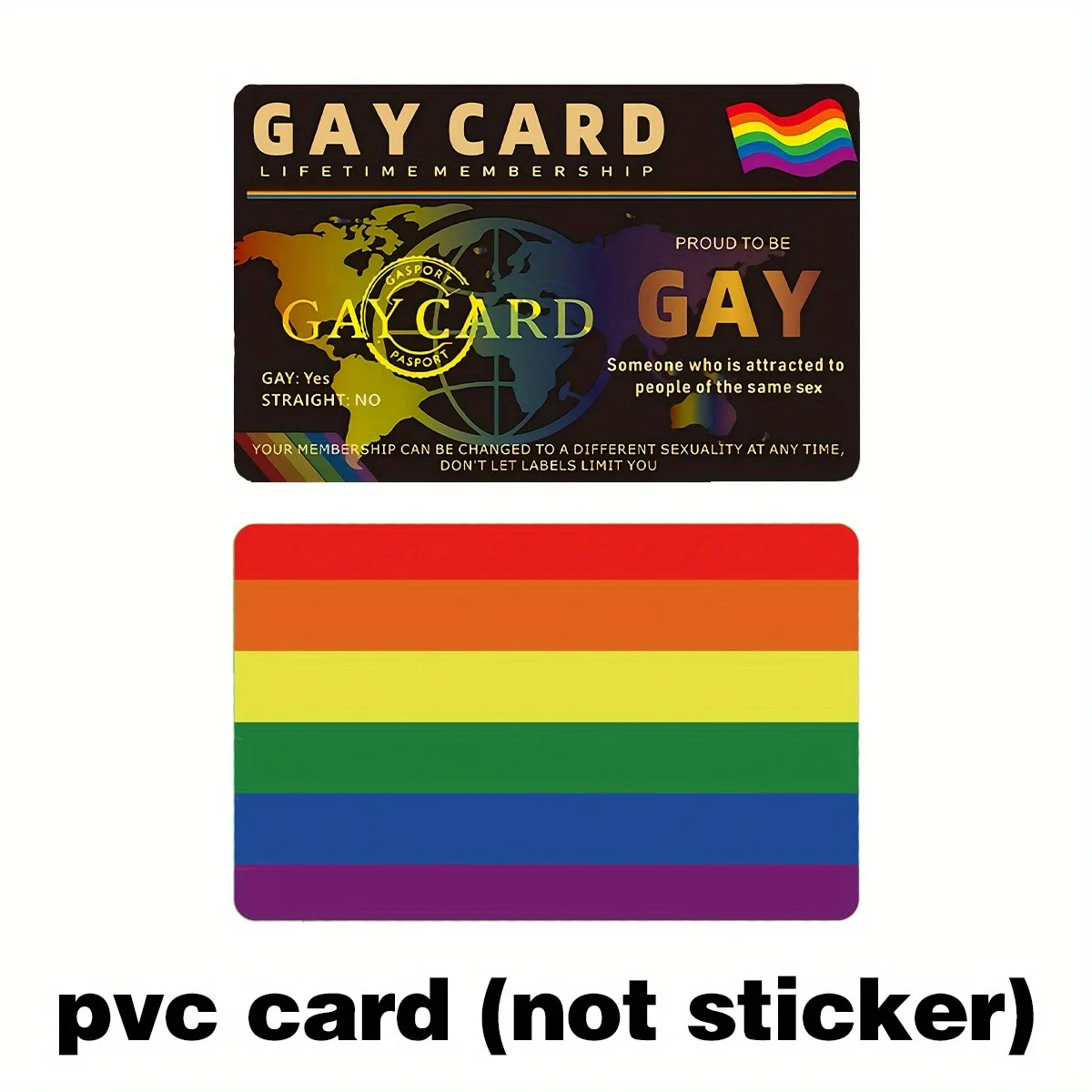 1 قطعة بطاقة عضوية LGBTQ + Pride مدى الحياة - بطاقة عضوية على طراز بطاقة هوية المثليين PVC غير لاصقة، LGBTQ + فردية وحليف souv