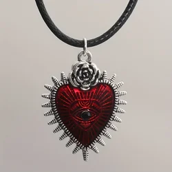 Gothic Hip Hop Love Heart Pendant Necklace Vintage Thorns Necklace