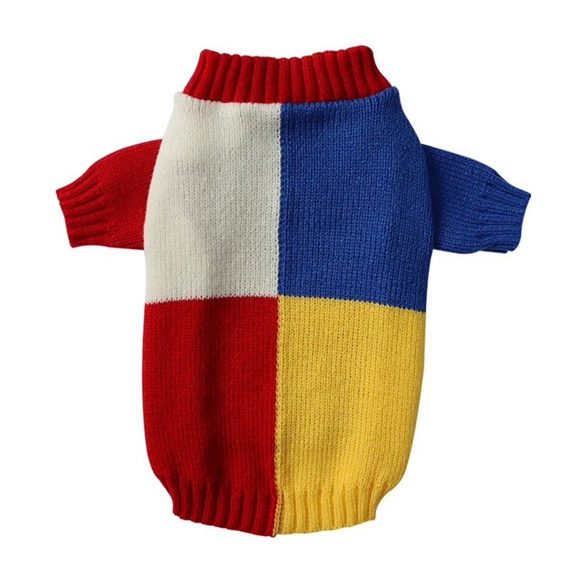 Cozy Color-Block Knit Dog Sweater Autumn Winter Warm Pet Casual Apparel for Small Medium Cats Dogs Clothes Chihuahua Clothing