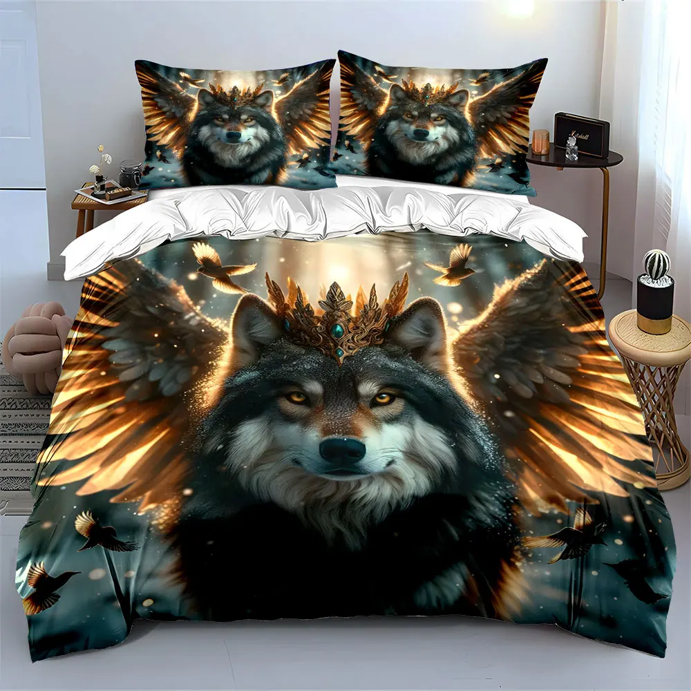 

Wolf Fantasy Art Home Decor Multiple sizes kid's and adults' bedroom Exquisite 3PC bedding set, gift