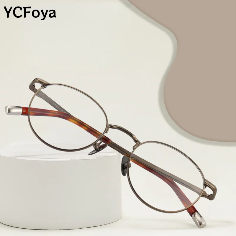 

YCFoya 2026 New Retro Women's Round Glasses Ultra light Fashion Trend Titanium Oval Small Size Eyeglasses Frame 905T