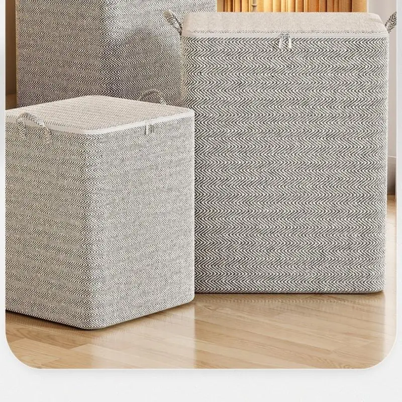 220L Big Size Clothes Storage Box With Cover Large Laundry Basket Organizer Bag For Baby Foldable