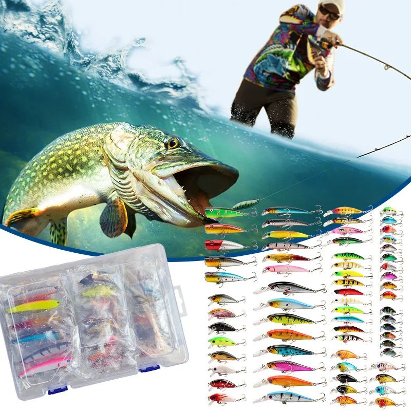 

66 шт. приманок Luya Mino mini, набор плавающих приманок для морской рыбалки на большие расстояния, жесткая приманка, биомиметическая искусственная приманка.