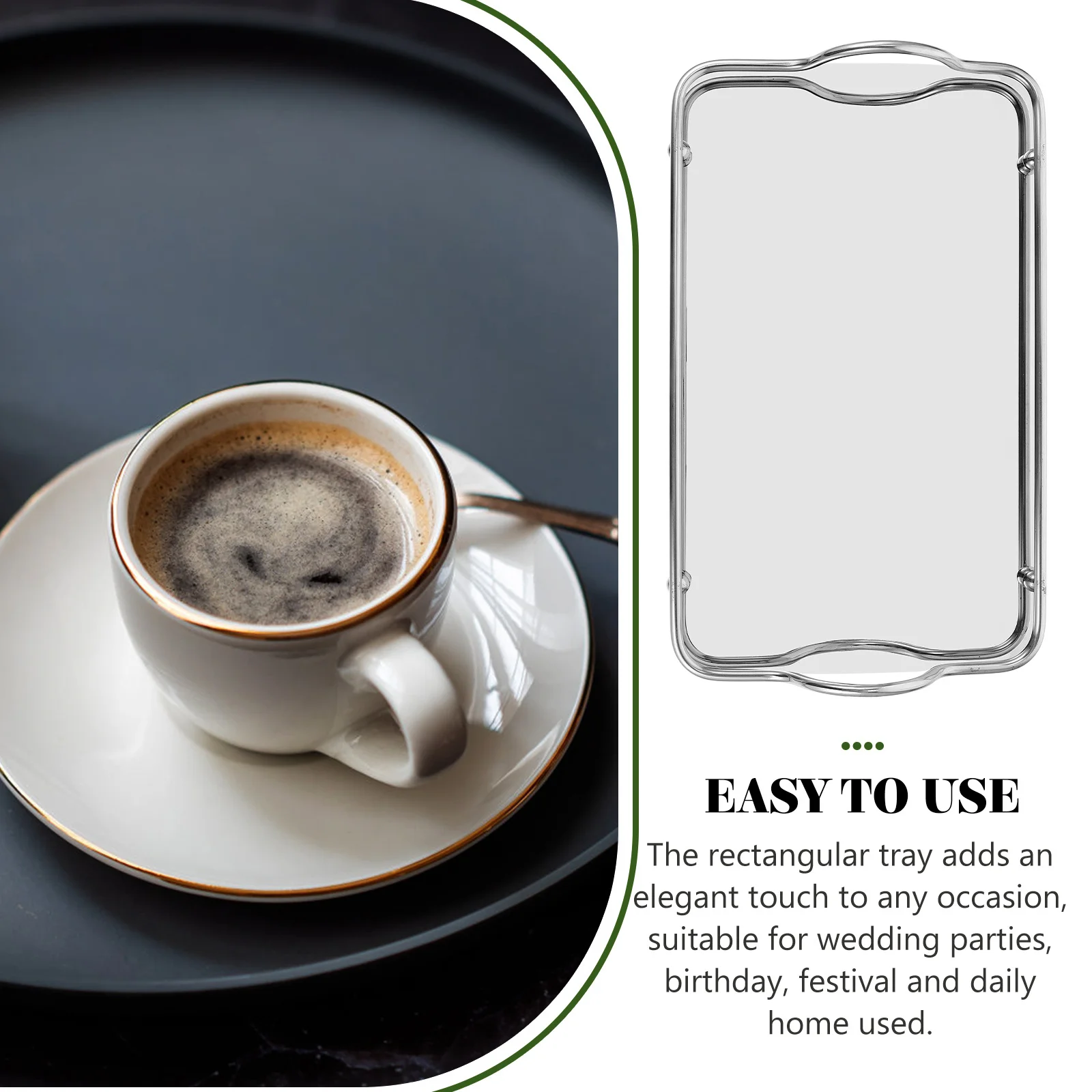 

Stainless Steel Rectangular Tray Sleek Design Sturdy Handles Serving Hot Cold Food Parties Home Use Rectangular Tray