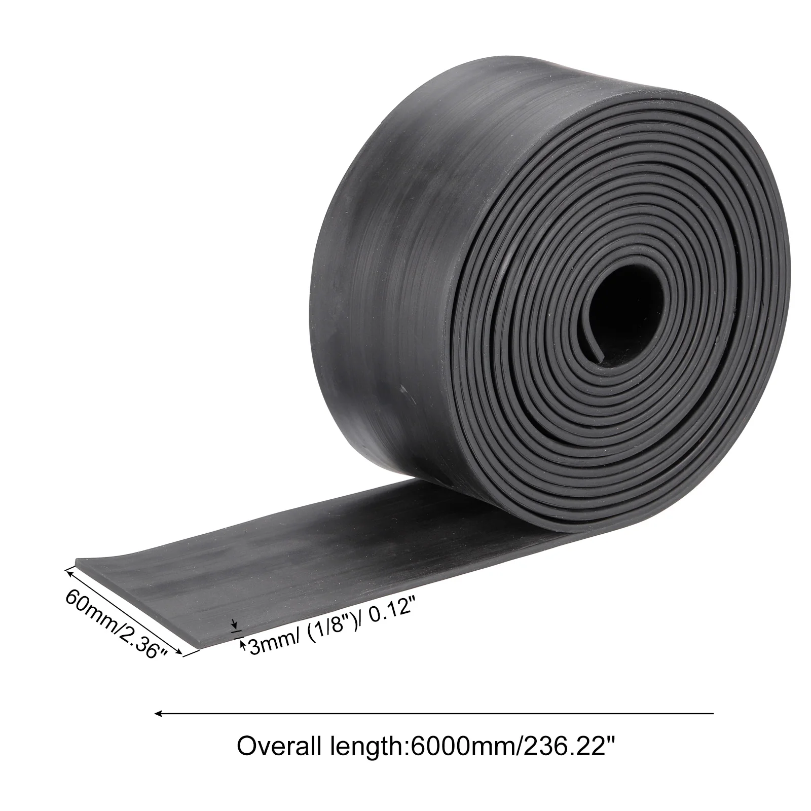 Rotoli di fogli di gomma Neoprene 1/8 "T x 2.36" W x 236.22 "L strisce di gomma solida per guarnizioni fai da te imbottitura di tenuta ridurre il tappetino vibrante