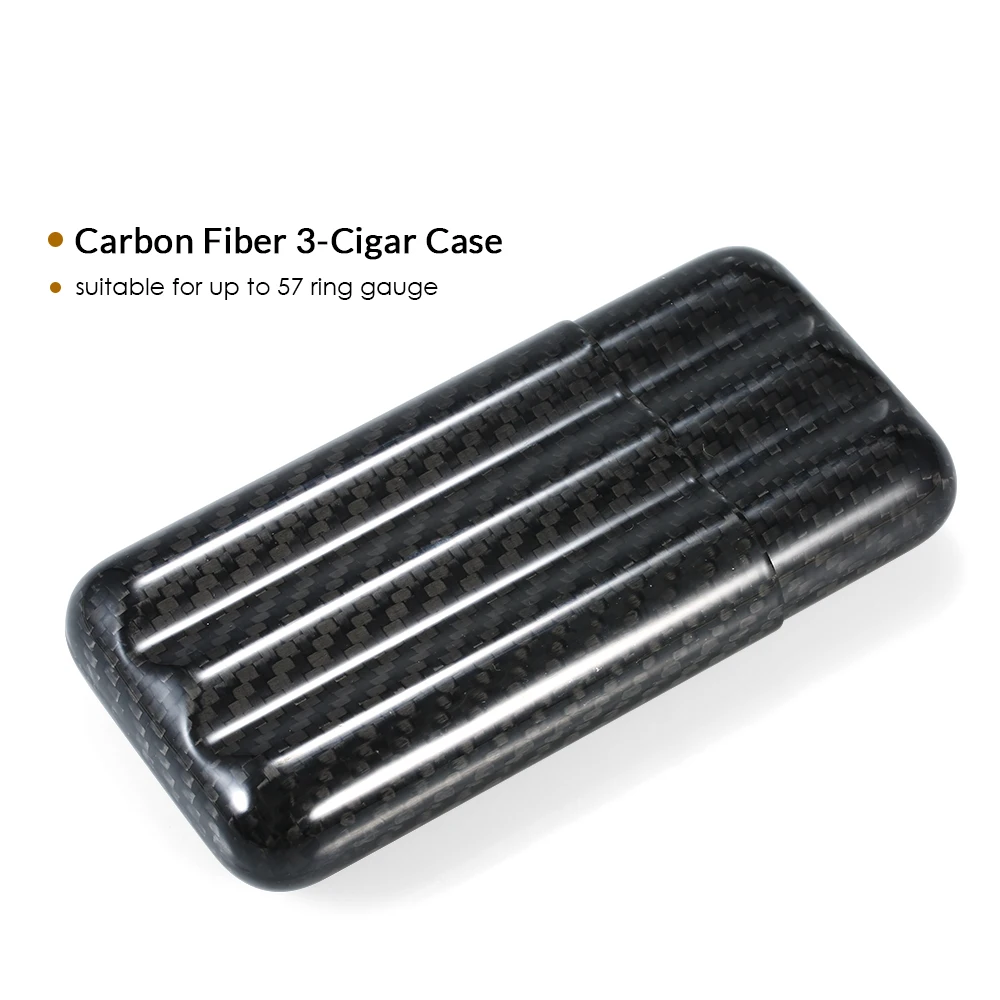 

Black Carbon Fiber 2/3-Cigar Case Lightweight Cigar Storage Tube Holder Travel Cigar Humidor for up to 57 Ring Gauge Cigars