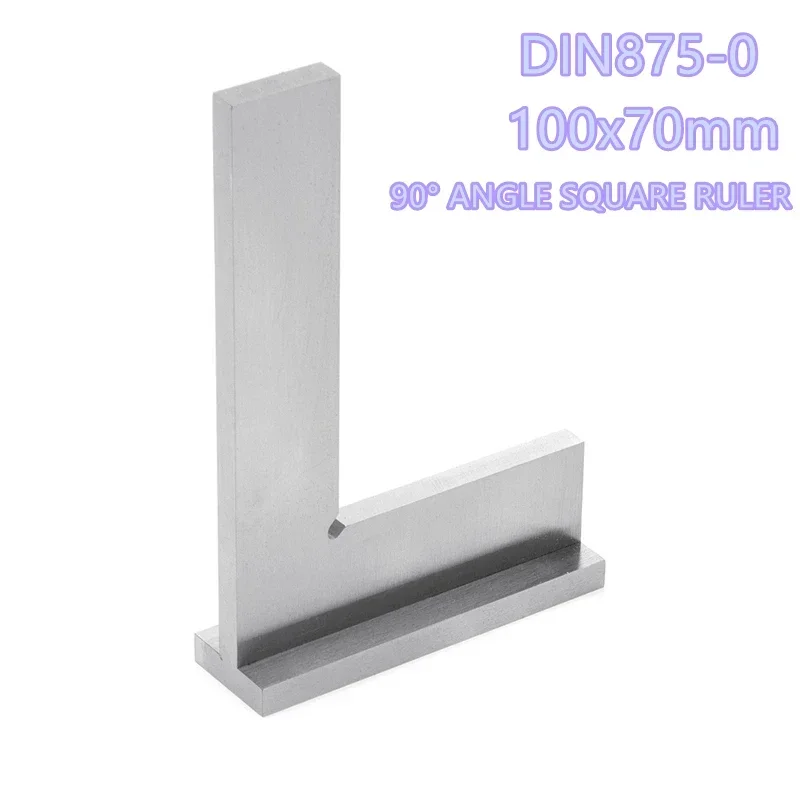 

100x70mm DIN875-0 Angle Ruler Gauge Flat Corner Square Ruler Wide Base Vertical/Horizont Gauge Measuring Tools Metal Woodworking