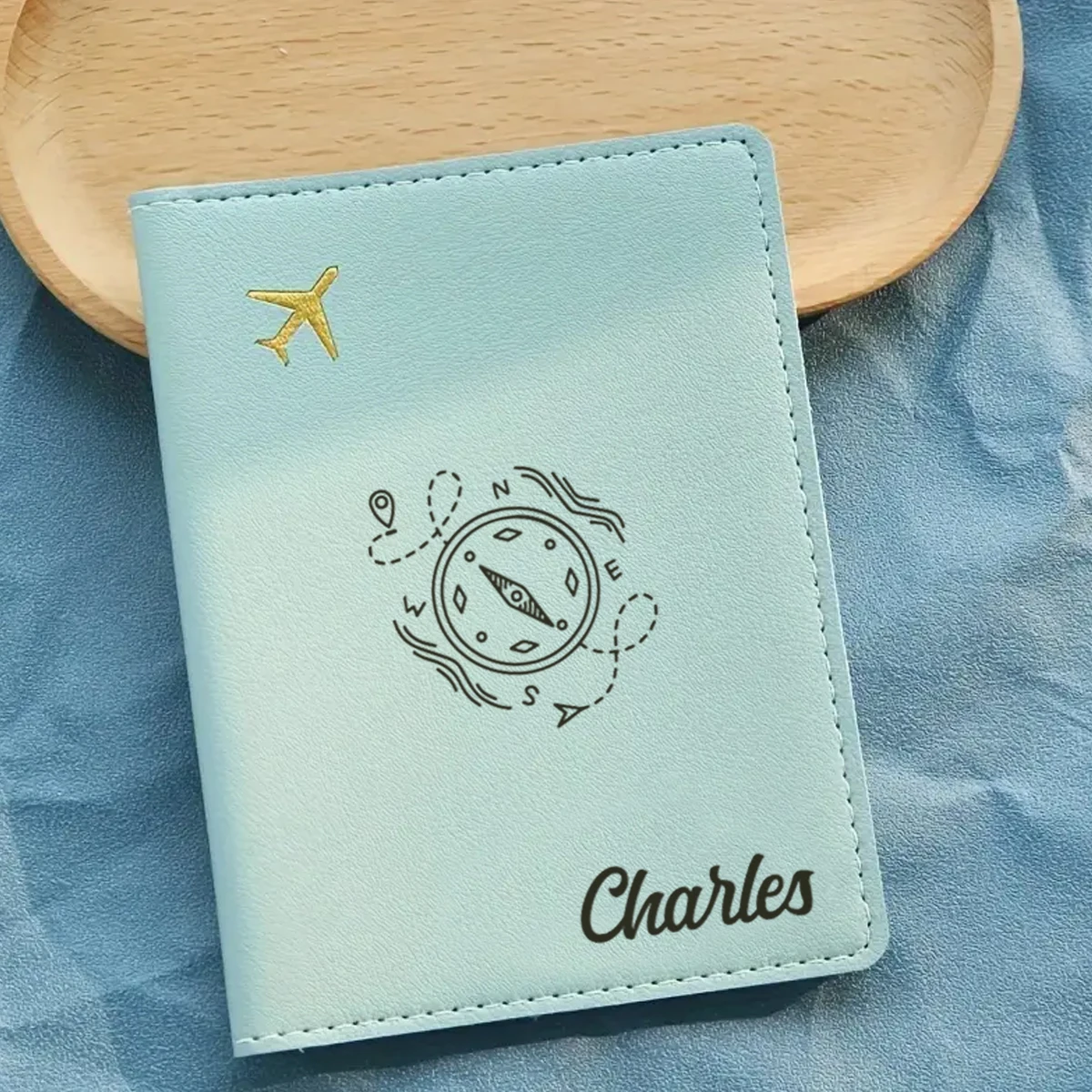 

1pc Custom Name Passport Holder and Luggage Tag Set Father's Day Gift Leather Passport Holder Anti Break