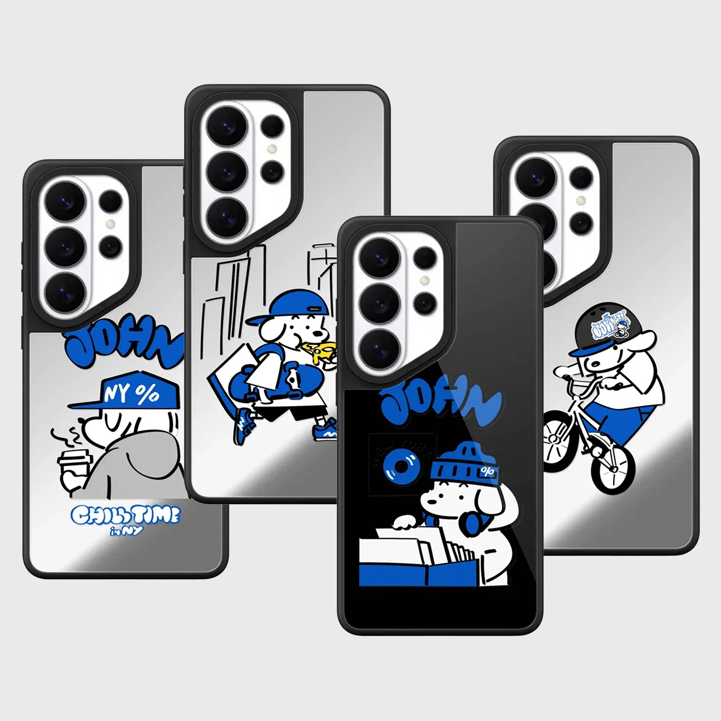 Cartoon Chill Time Dog Mirror Surface Magnetic Phone Cover for Samsung Galaxy S23 S24 S25 S26 Ultra S26+ Plus Case