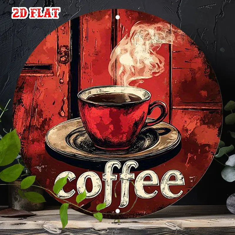 

Винтажная круглая алюминиевая табличка с ароматом кофе 2D для декора стен дома, гаража, кафе