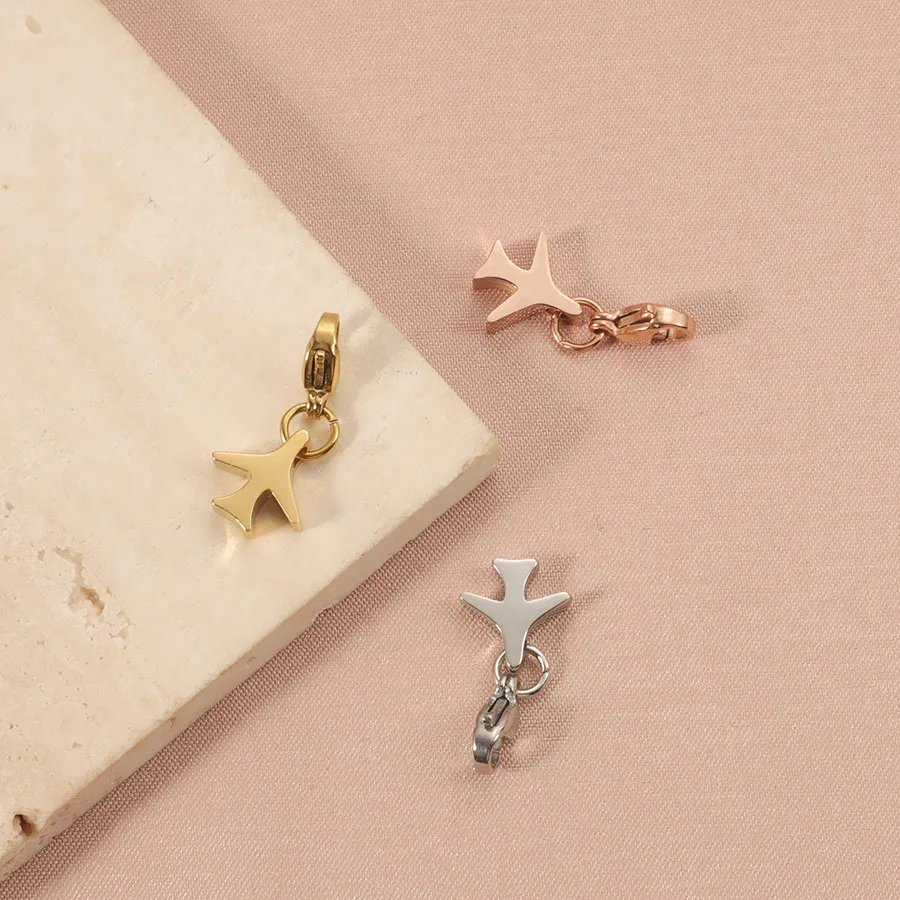 New Lobster Buckle Creative Simple Stainless Steel Star Plane Charm Waterproof and Allergy Resistant Jewelry Accessories Pendant