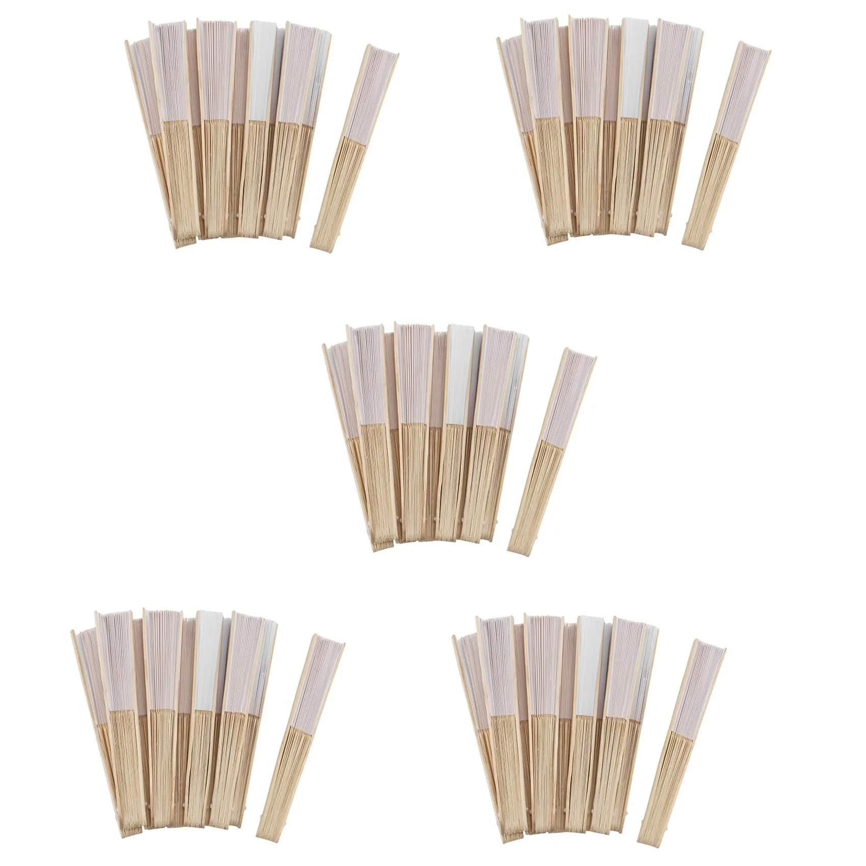 A84E-50 Pcs/Lot 21Cm White Color Fabric Hand Fan, Silk Hand Fan Wedding Party Promotion Favor