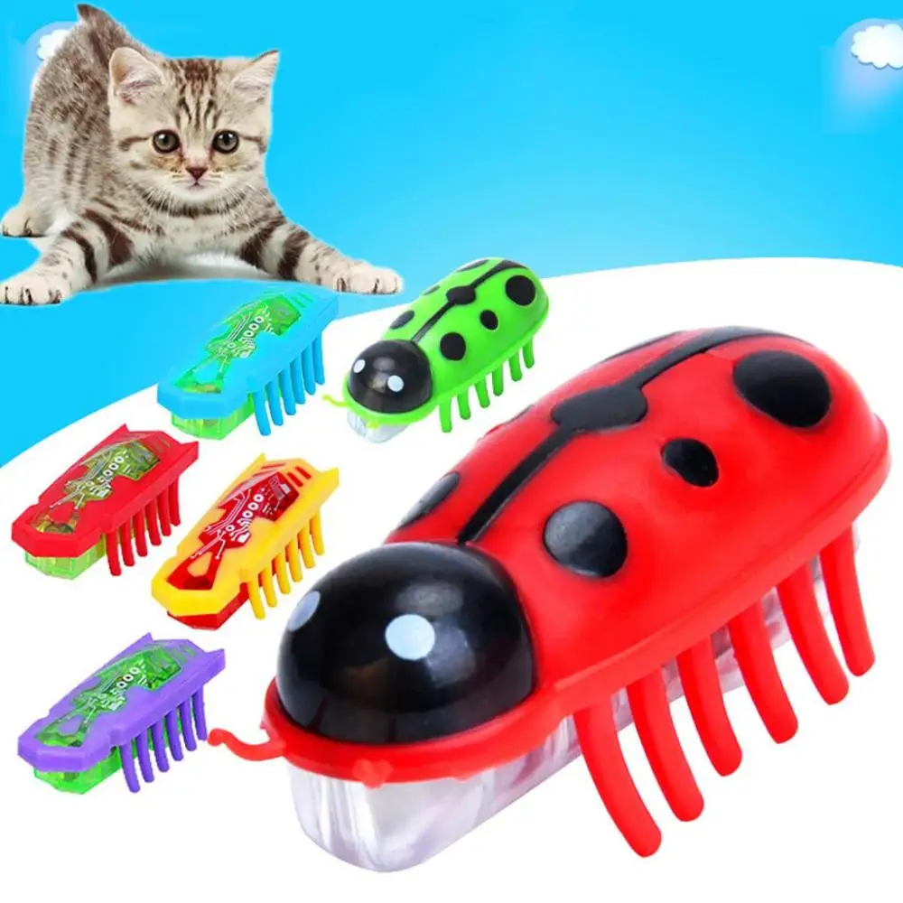 Batteriy Operate Mini Automatic Shake Funny Escaping Electric Ladybug Electric Pet Toy Cat Toy Interactive Pet Supplies