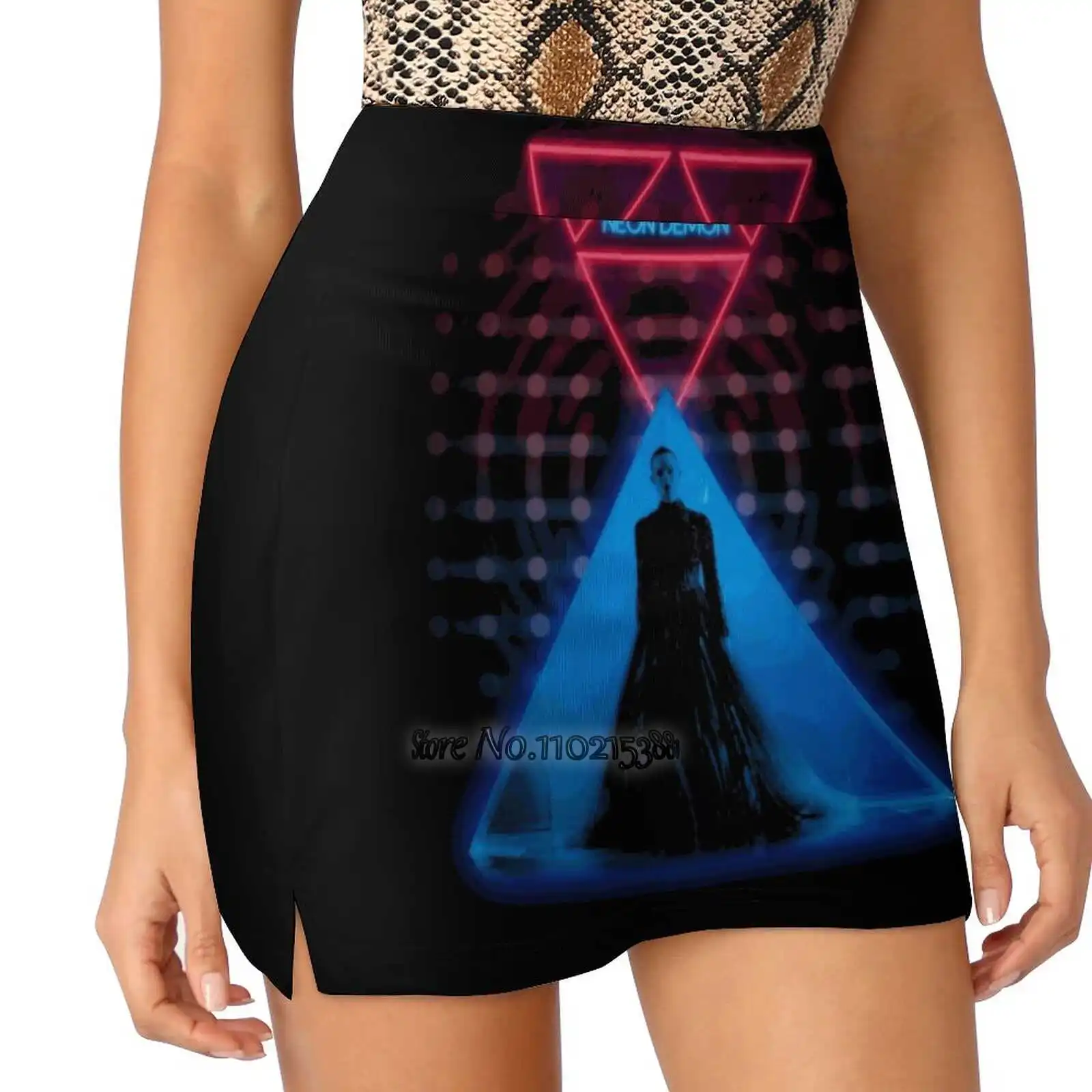 The Neon Demon - Runway Fake Two-Piece Hakama Skirt Women Pencil Skirts Workout Sports Mini Skirt The Neon Demon Demon Neon