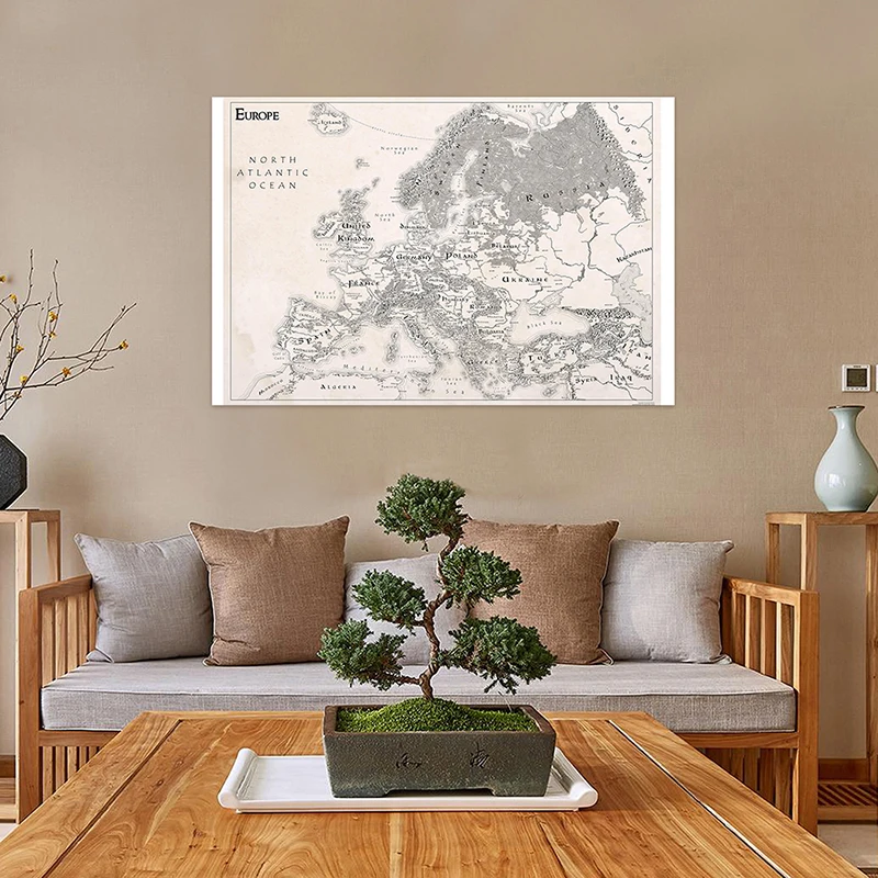 Vintage mapa europejska 120*80cm włóknina plakat artystyczny bez ramki drukuje biuro wystrój domu klasa szkolne