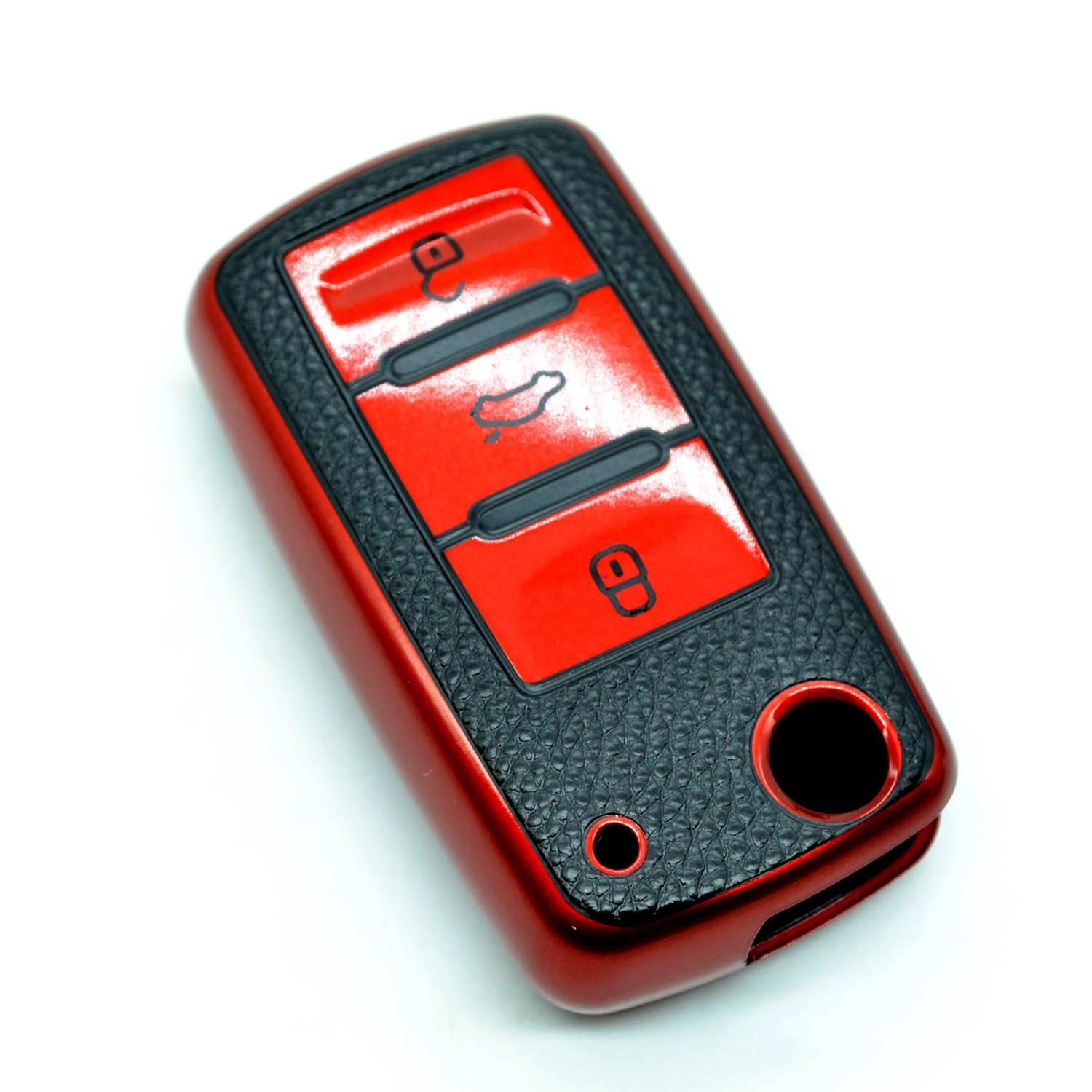 

Red Car Key Case Cover for Volkswagen Magotan Polo Golf 4 3 6 5 Passat B5 B6 B8 B7 Santana Bora Touran Skoda Octavia