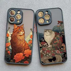 Japanese Anime Style Case For iPhone 17 Pro Max 16 XS X XR Cat Case For iPhone 11 12 13 14 15 Plus Pro Max Mini Shockproof Cover