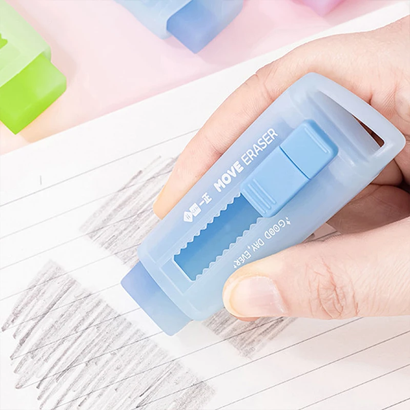 1pc Stationery Push-Pull Eraser Macaron Color Correction Eraser Cartoon Student Eraser Birthday And Holiday Gifts For Children