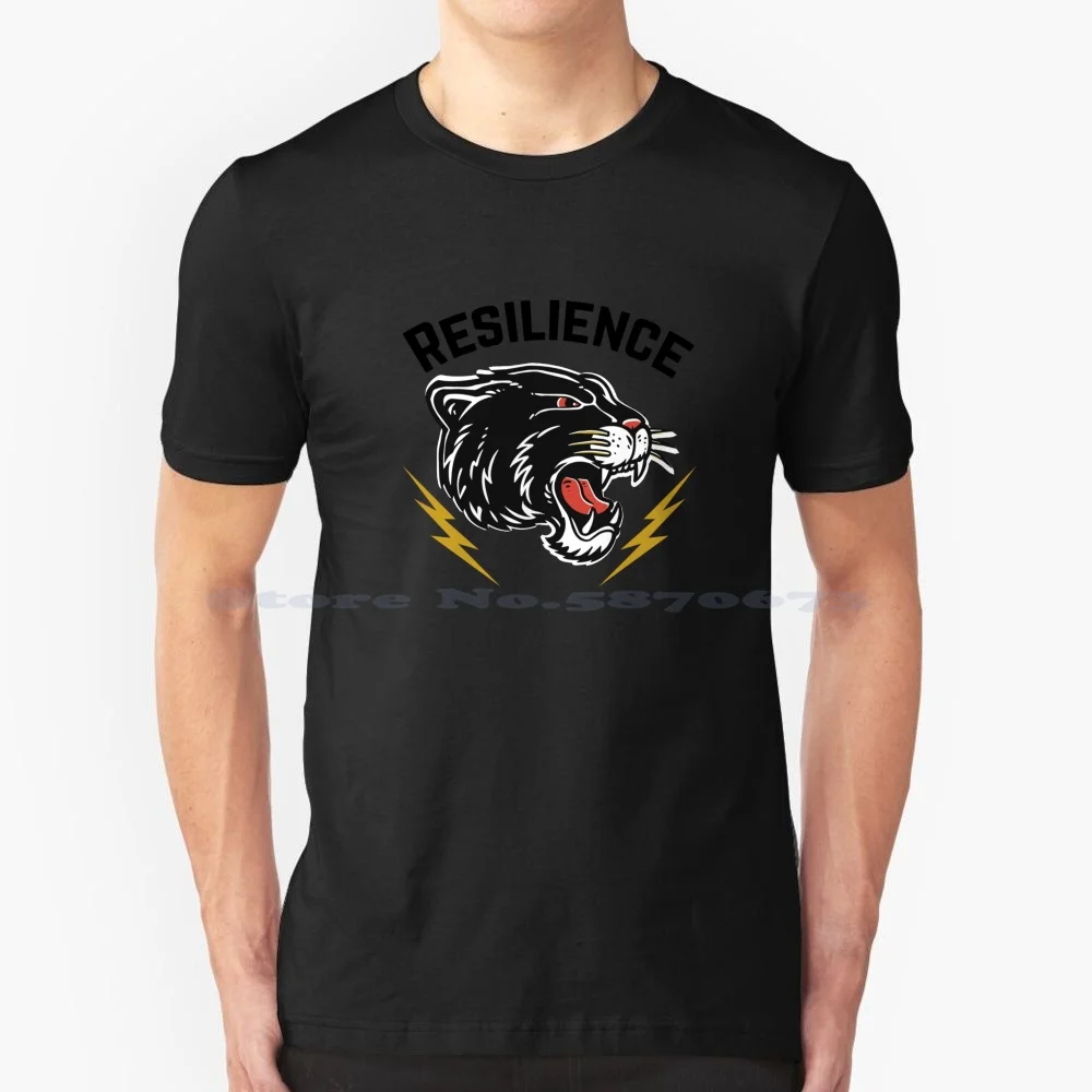 Resilience-T Shirt-Yourself Now T Shirt 100% Cotton Tee Resilience Resist Strong Black Cat Big Cat Feline Lover Resilient