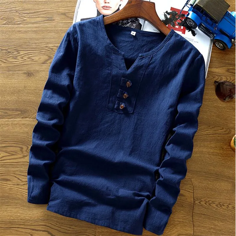 

Лидер продаж, модная мужская повседневная рубашка с длинным рукавом, хлопково-льняная блузка высокого качества, летняя комфортная Camisa Masculina, большие размеры M-7XL