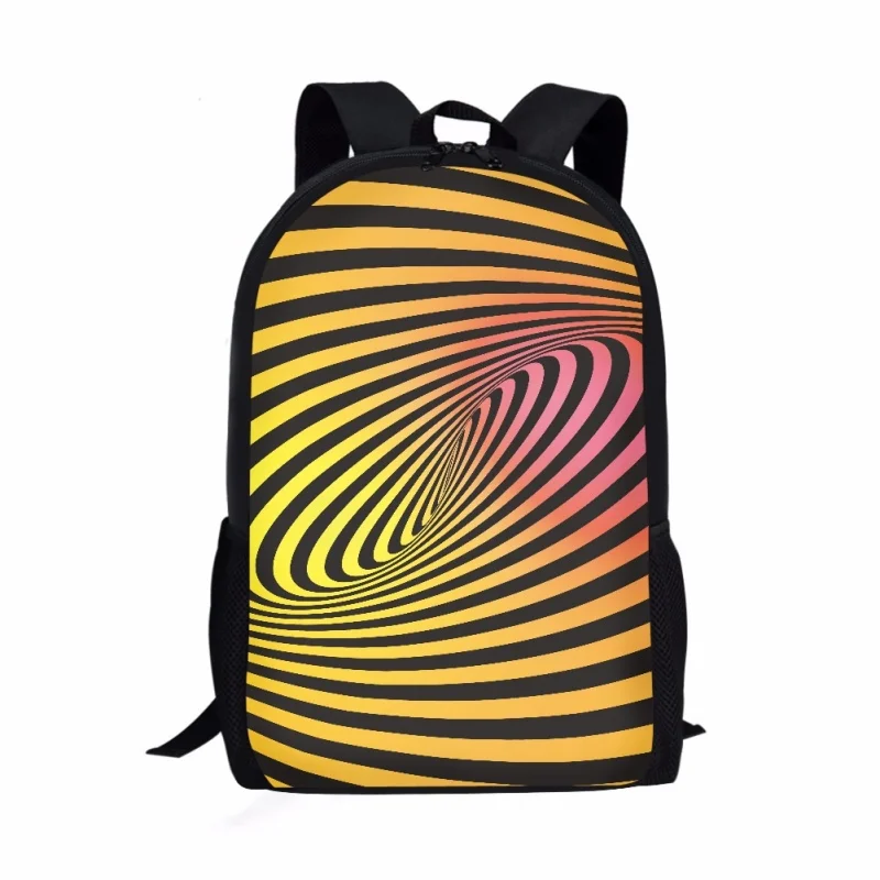 Psychedelic Abstract Pattern Students School Bag Optical Illusion Backpack Kids School Boys Girls Teenager Children Book Bags