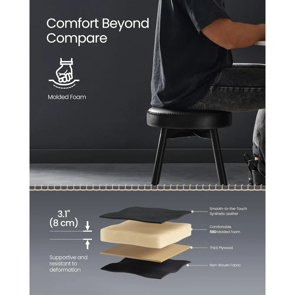 مجموعة من 4 كراسي ومقاعد لتناول الطعام منجدة، جلد صناعي مع خياطة، مناسبة للاستخدام في المطبخ والزينة