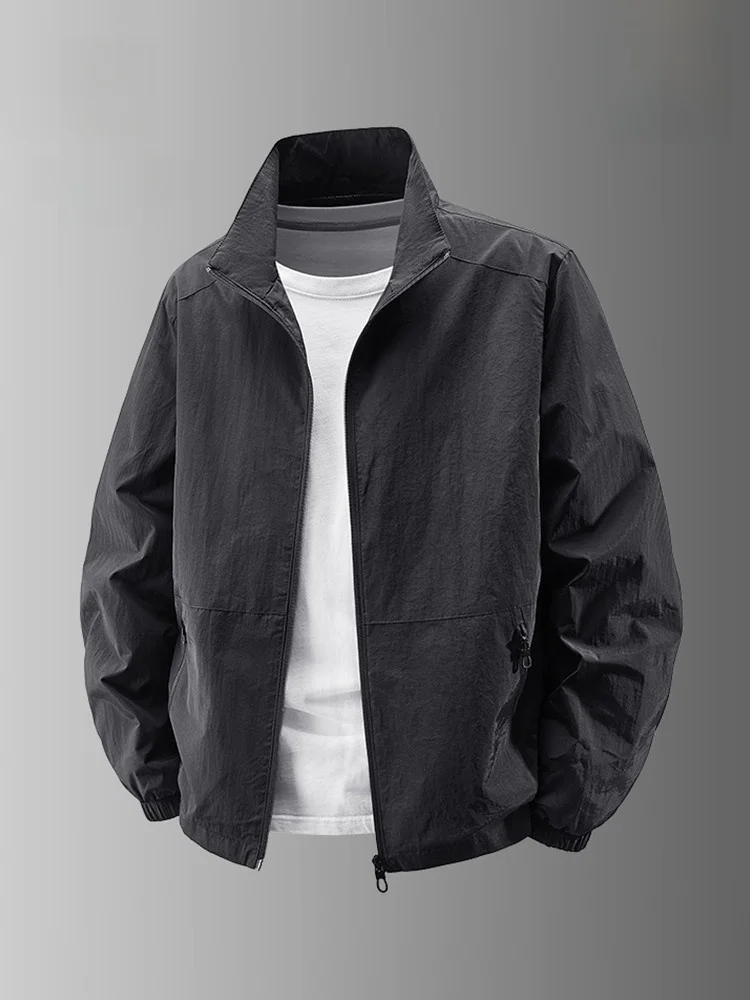 ملابس رجالية فضفاضة مناسبة للربيع والخريف مقاس كبير ملابس الأب St Man Jaet مع ياقة واقفة مجعد قليلاً #3