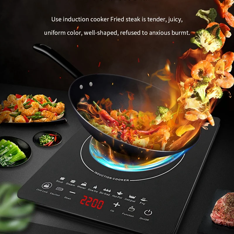 Portable Induction Cooktop 8Temp Touch Burner Cooker Countertop Burner Induction Hotplate Low Noise 2200W Sensor