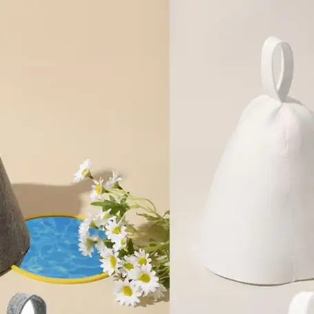 25x23cm Thicken Wool Felt Bathing Cup Sauna Hat Heat Insulating Hair Protection Prevents Drying Spa Sweat Steaming Accessory