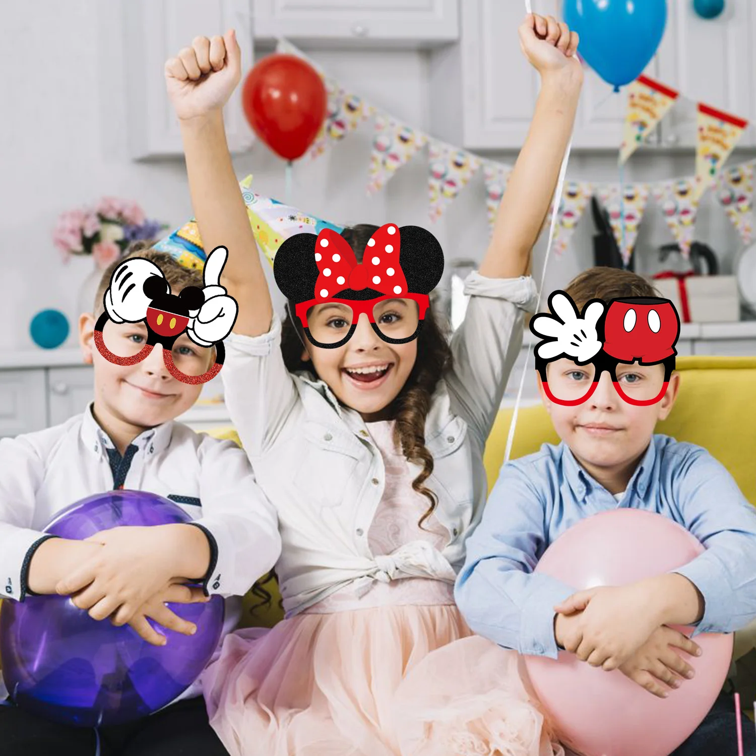 

12/36pcs Minnie Paper Glasses Party Favor Birthday Party Gifts Masks Cosplay Props Gift Bag Fillers Christmas Stocking Fillers