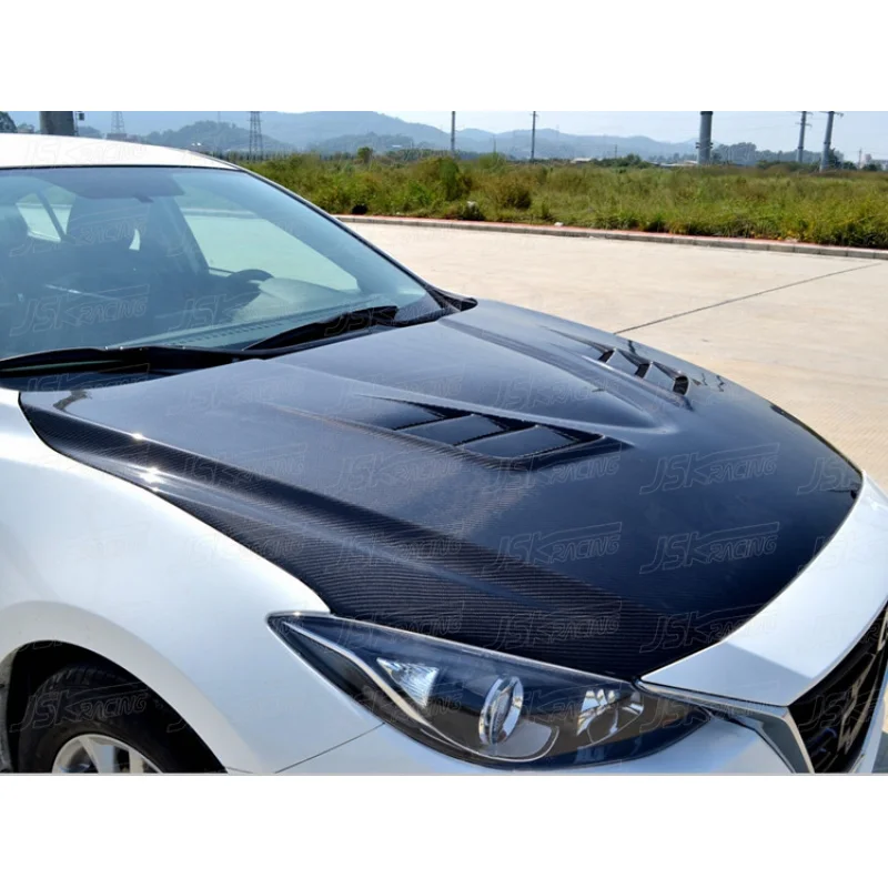 2014-2016 RX8 STYLE CARBON FIBER HOOD BONNET For MAZDA 3 AXELA