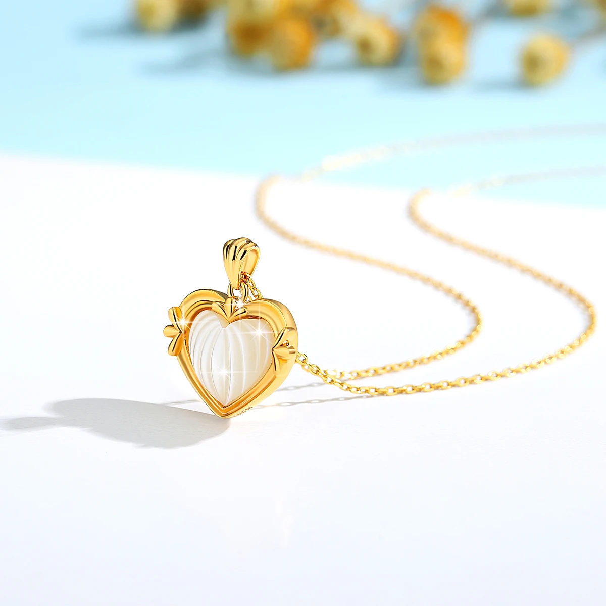 Szjinao Pure 18k Gold Heart Pendant Necklace For Women 100% Real Gold Natural Red Agate Stone AU750 Jewelry Hypoallergenic Sale