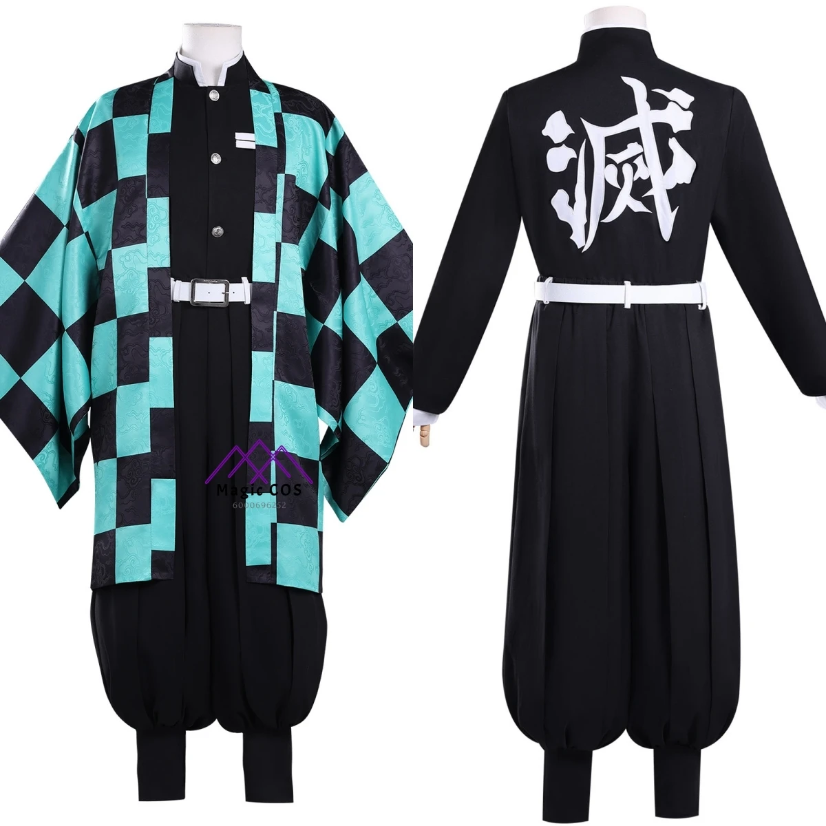 

Japanese Anime Cosplay Costume Tanjiro Kamado Role Playing Black Uniform Jacquard Coat Set Men Women Comic Con Halloween Outfit