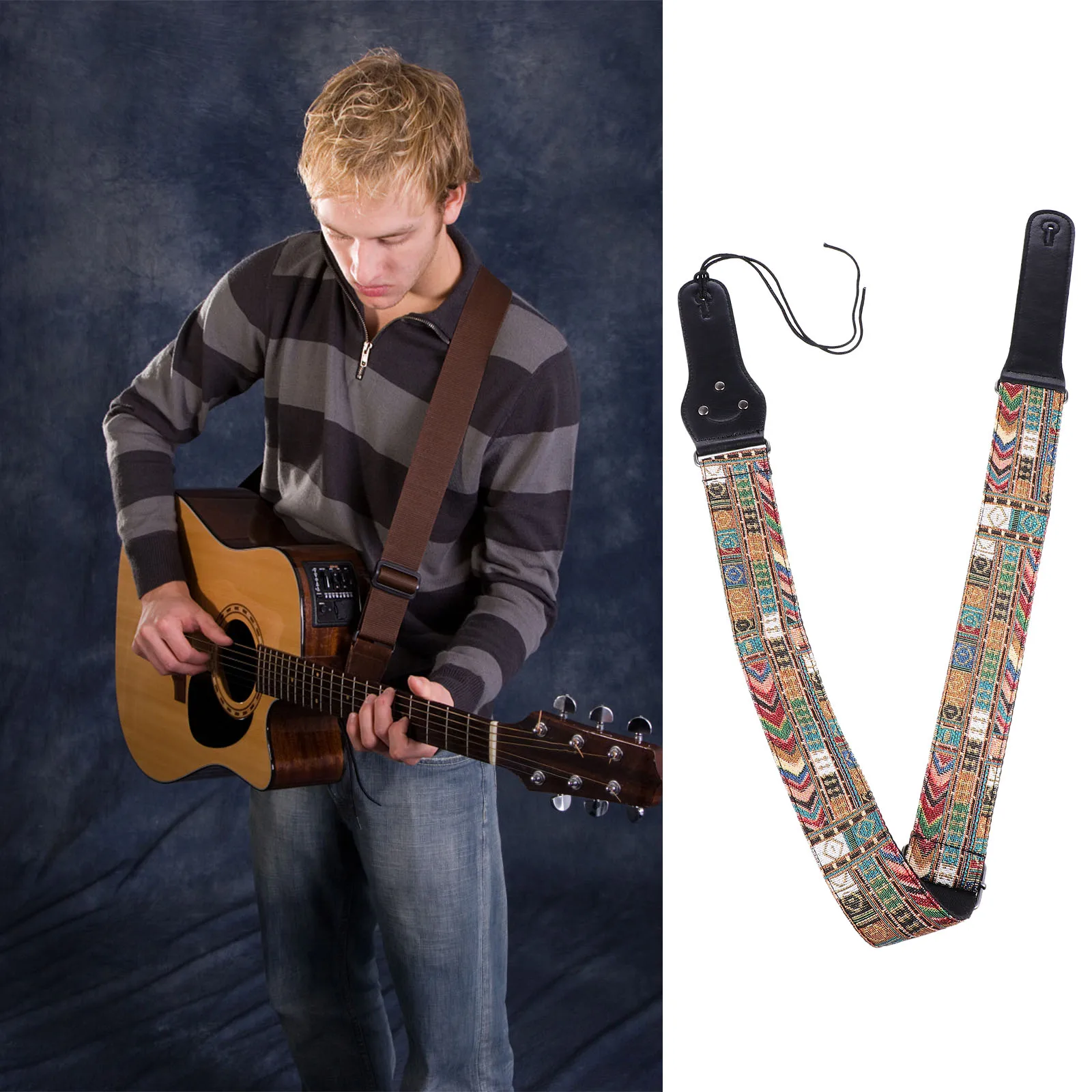

Sturdy Guitar Shoulder Strap Durable Lightweight Adjustable Nylon Belt With Holes For Electric Acoustic Guitar Accessories
