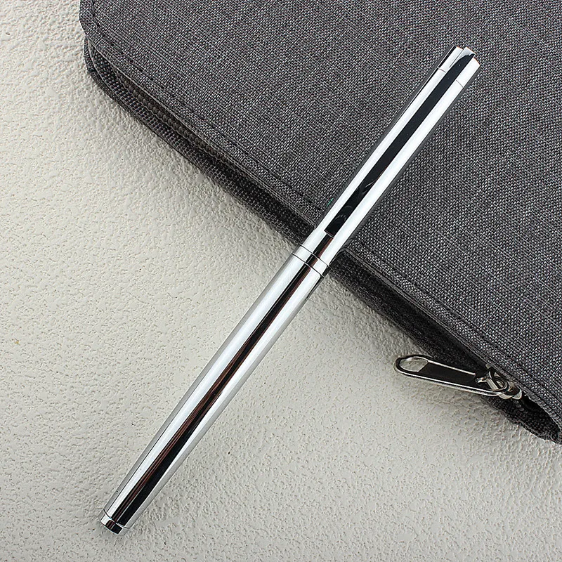 

New Ink Pens Stainless Steel Silver 0.38mm/0.5mm Nib Fountain Pen School Student Office Gifts Stationery