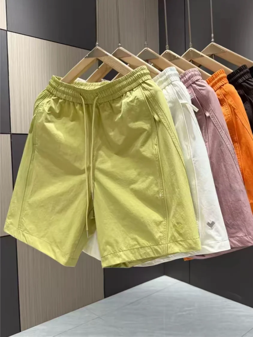 

Summer New Style Men's Candy Color Sports Casual Quick Dry Breathable Elastic Waist Shorts Three Dimensional Line Sensation