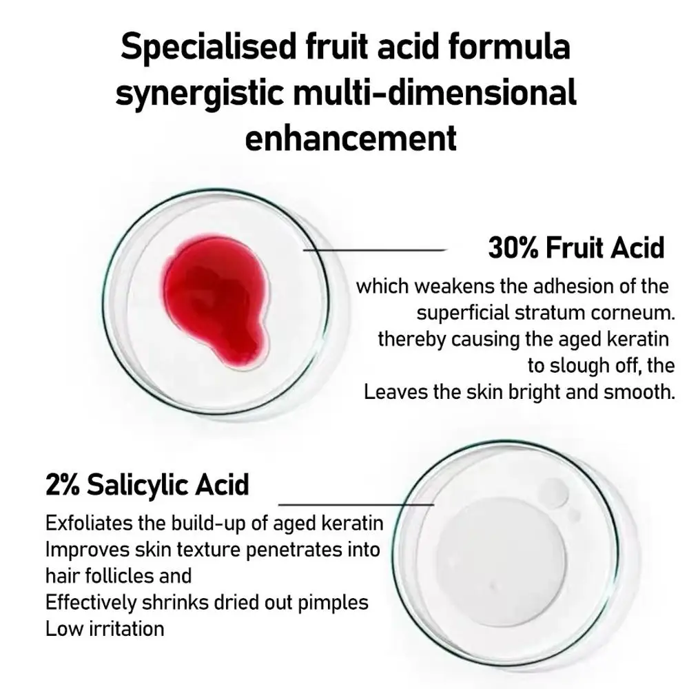 AHA 30% + BHA 2% محلول تقشير، تقشير متطور، تفتيح البشرة، مصل مكياج للعناية بالبشرة 30 مل
